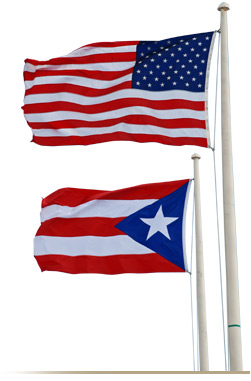 American and Puerto Rico flags
