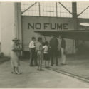 Amelia Earhart and Fred Noonan talking to young autograph seekers